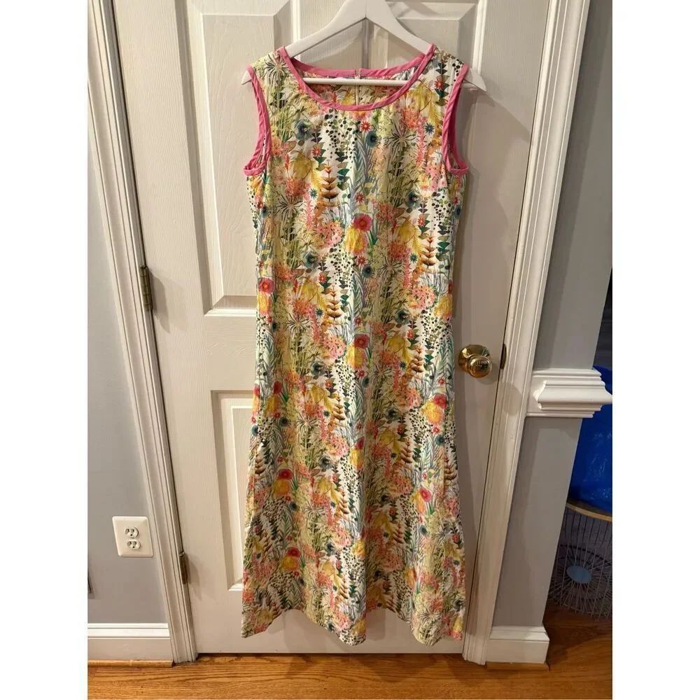 Nora Elias Couture Spring Garden Sleeveless Maxi Dress sz M EUC